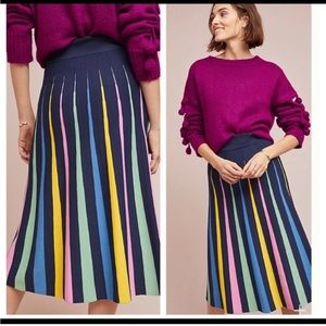 Anthropologie Maeve Rainbow Pleated Skirt Small